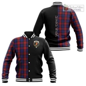 Graham of Menteith Red Tartan Baseball Jacket with Family Crest and Half Of Me Style