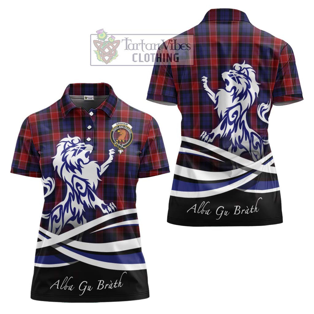 Graham of Menteith Red Tartan Women's Polo Shirt with Alba Gu Brath Regal Lion Emblem Women - Tartanvibesclothing Shop