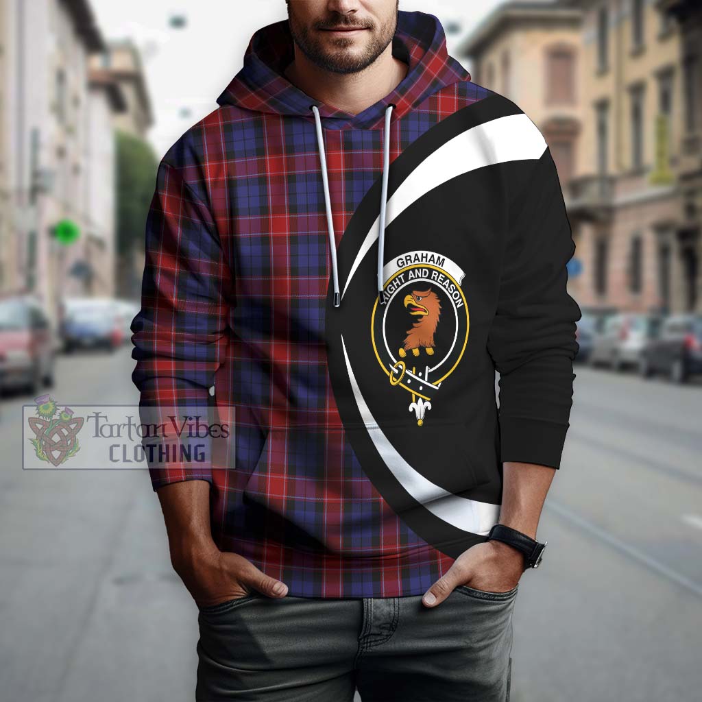 Tartan Vibes Clothing Graham of Menteith Red Tartan Hoodie with Family Crest Circle Style