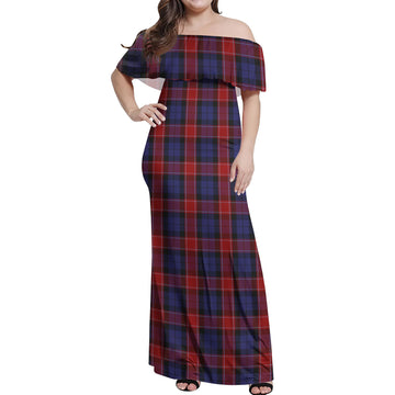 Graham of Menteith Red Tartan Off Shoulder Long Dress