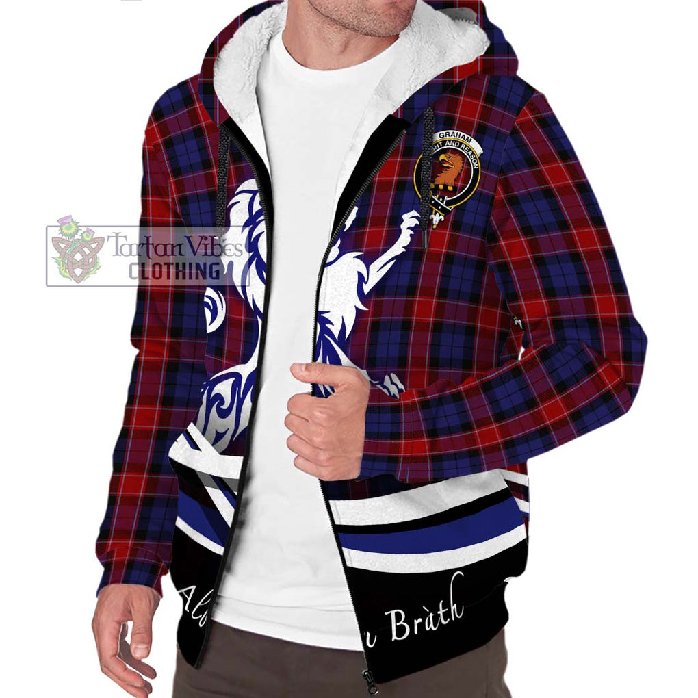 Graham of Menteith Red Tartan Sherpa Hoodie with Alba Gu Brath Regal Lion Emblem Unisex S - Tartanvibesclothing Shop