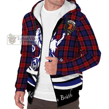 Graham of Menteith Red Tartan Sherpa Hoodie with Alba Gu Brath Regal Lion Emblem