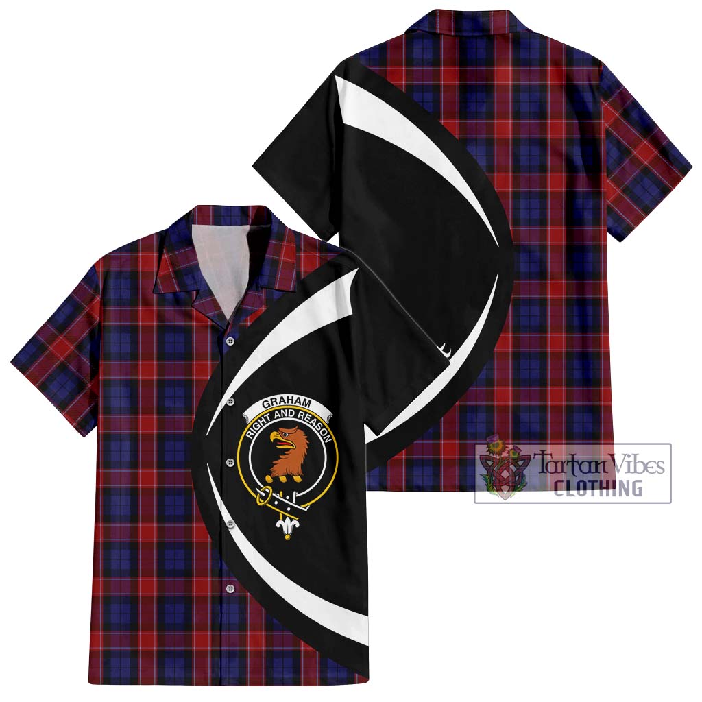 Graham of Menteith Red Tartan Short Sleeve Button Up with Family Crest Circle Style Kid - Tartan Vibes Clothing