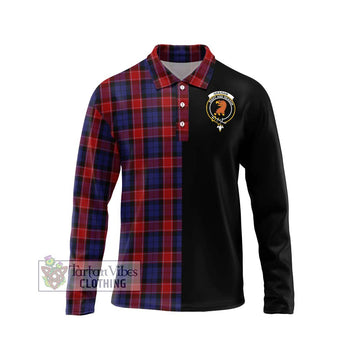 Graham of Menteith Red Tartan Long Sleeve Polo Shirt with Family Crest and Half Of Me Style