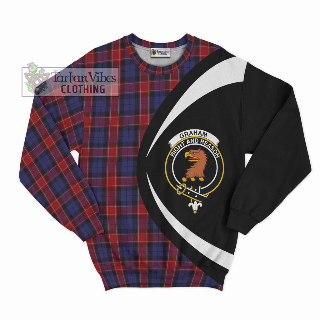 Graham of Menteith Red Tartan Sweatshirt with Family Crest Circle Style Unisex - Tartan Vibes Clothing