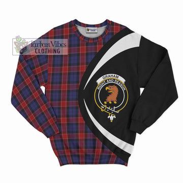 Graham of Menteith Red Tartan Sweatshirt with Family Crest Circle Style