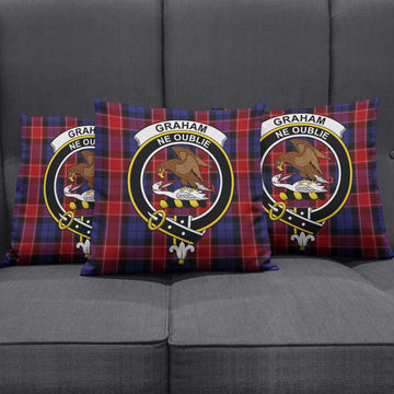 Graham of Menteith Red Tartan Pillow Cover with Family Crest