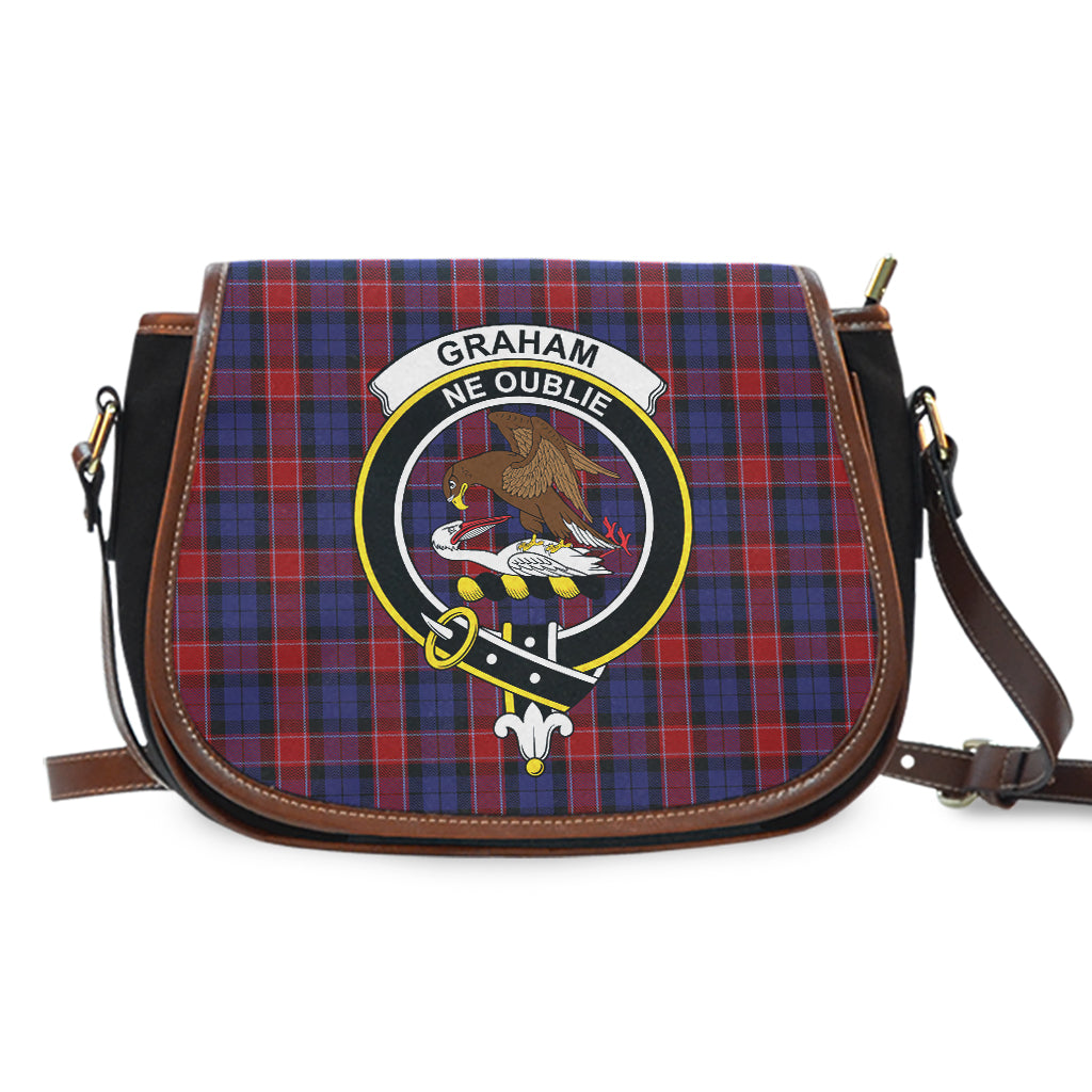 Graham of Menteith Red Tartan Saddle Bag with Family Crest - Tartan Vibes Clothing