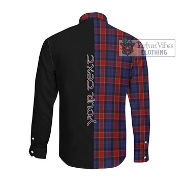 Graham of Menteith Red Tartan Long Sleeve Button Shirt with Family Crest and Half Of Me Style