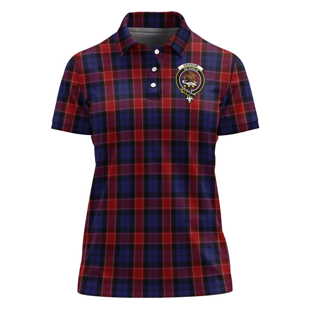 Graham of Menteith Red Tartan Polo Shirt with Family Crest For Women - Tartan Vibes Clothing