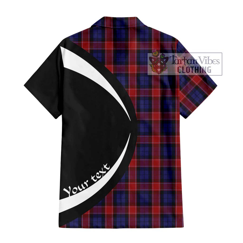 Graham of Menteith Red Tartan Short Sleeve Button Up with Family Crest Circle Style - Tartan Vibes Clothing