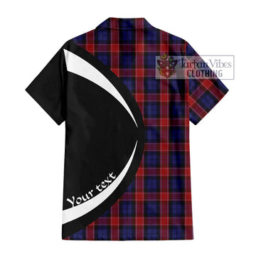 Graham of Menteith Red Tartan Short Sleeve Button Up with Family Crest Circle Style