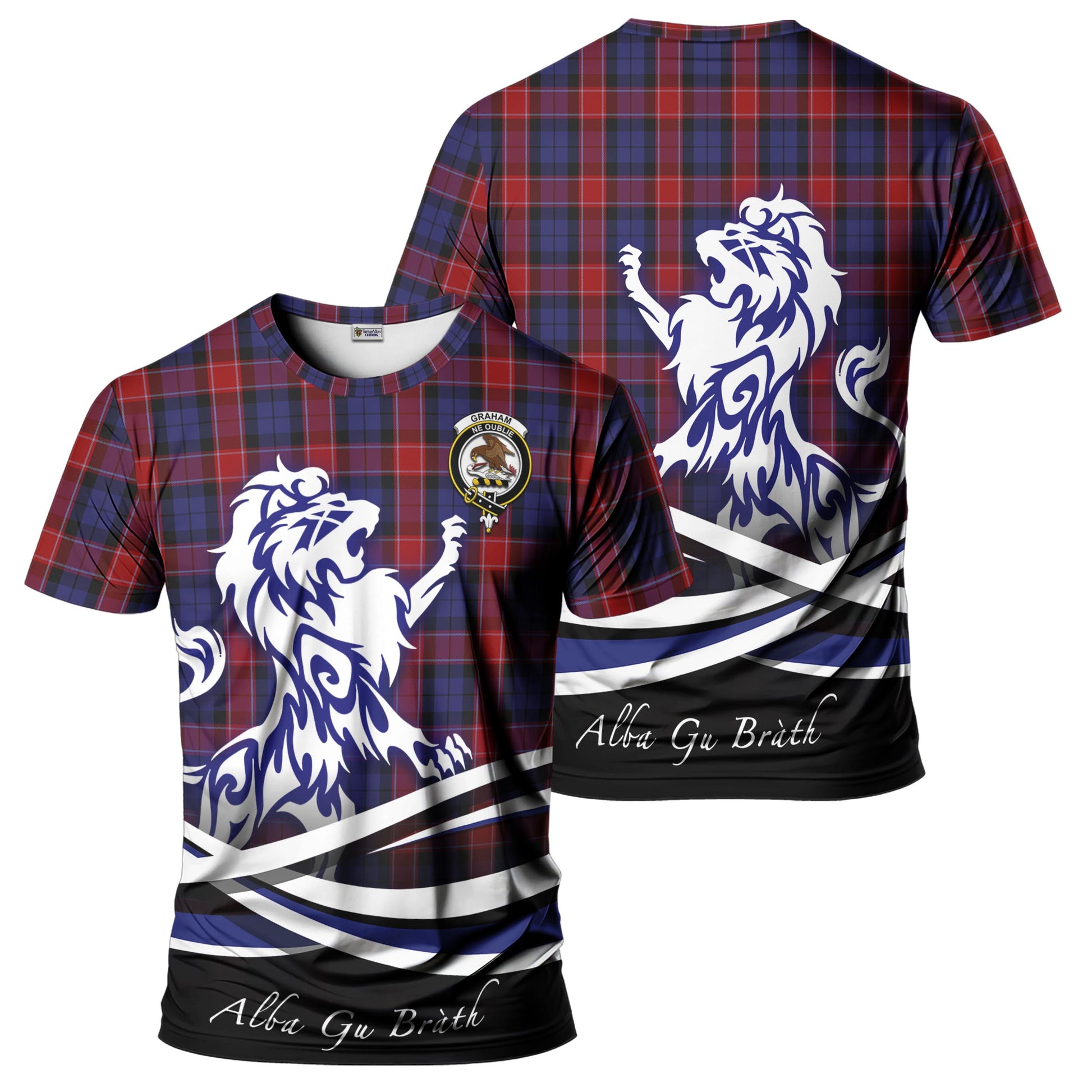 graham-of-menteith-red-tartan-t-shirt-with-alba-gu-brath-regal-lion-emblem