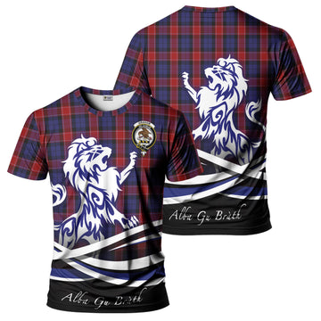 Graham of Menteith Red Tartan T-Shirt with Alba Gu Brath Regal Lion Emblem