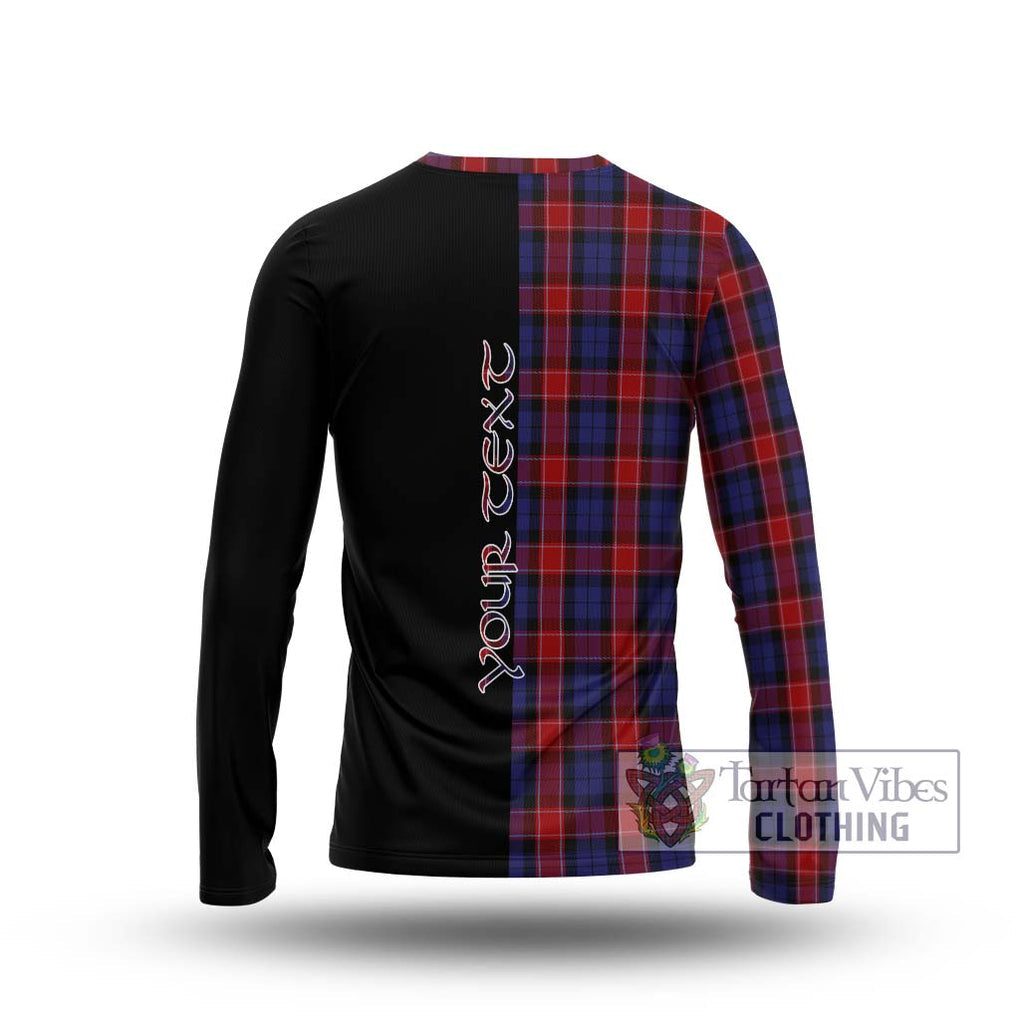 Graham of Menteith Red Tartan Long Sleeve T-Shirt with Family Crest and Half Of Me Style - Tartanvibesclothing Shop