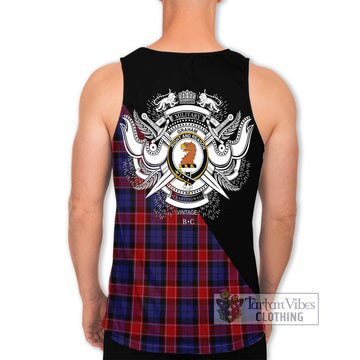 Graham of Menteith Red Tartan Men's Tank Top with Family Crest and Military Logo Style