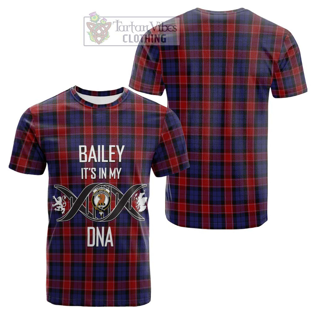 Tartan Vibes Clothing Graham of Menteith Red Tartan Cotton T-shirt with Family Crest DNA In Me Style