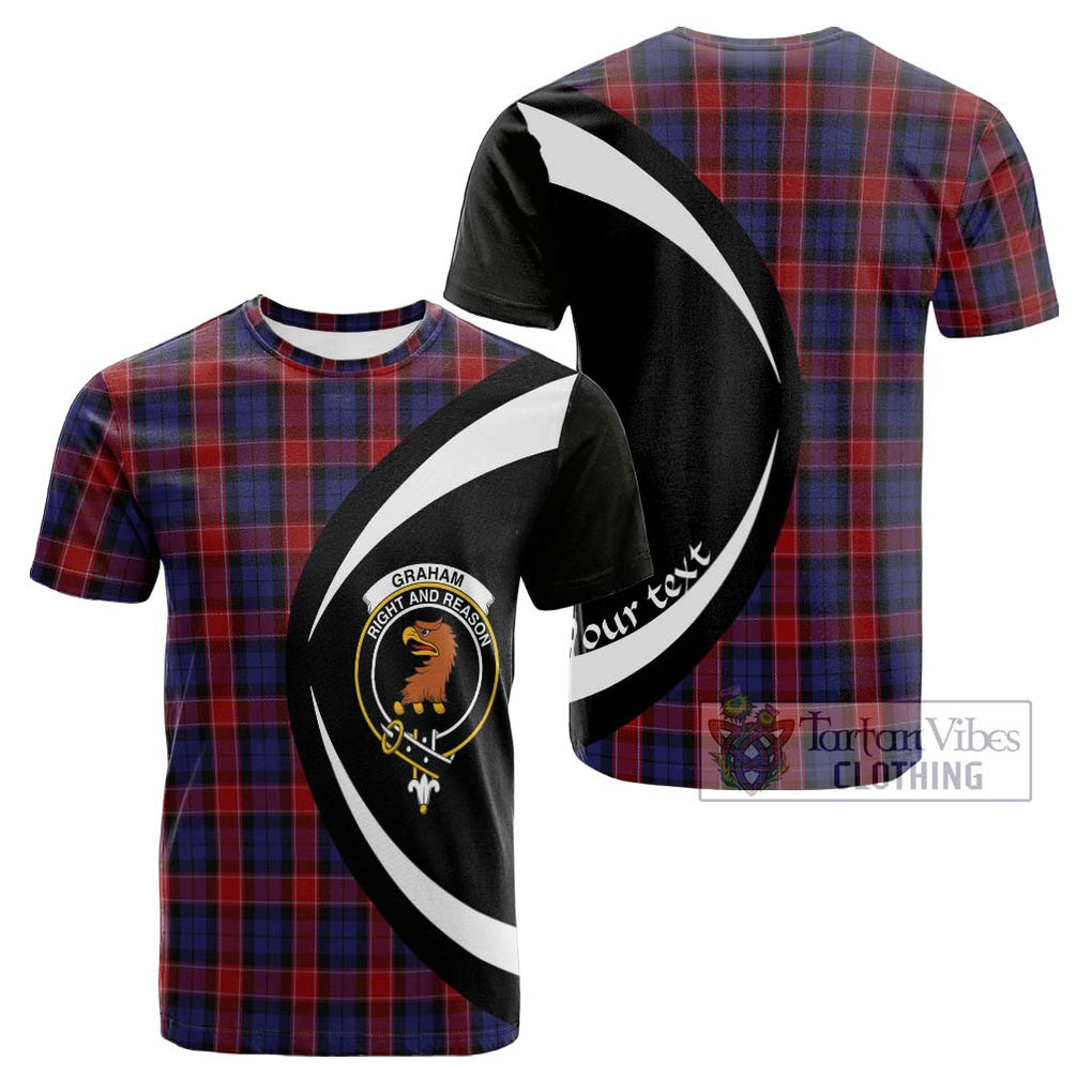 Tartan Vibes Clothing Graham of Menteith Red Tartan Cotton T-shirt with Family Crest Circle Style