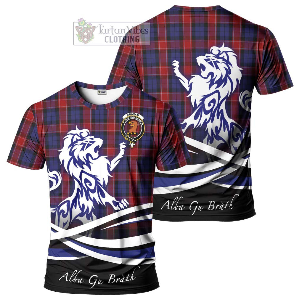 Tartan Vibes Clothing Graham of Menteith Red Tartan Cotton T-shirt with Alba Gu Brath Regal Lion Emblem