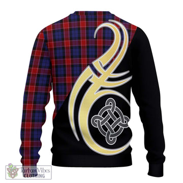 Graham of Menteith Red Tartan Ugly Sweater with Family Crest and Celtic Symbol Style