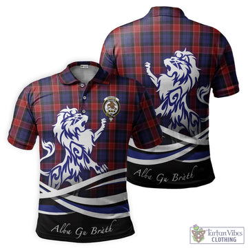 Graham of Menteith Red Tartan Polo Shirt with Alba Gu Brath Regal Lion Emblem