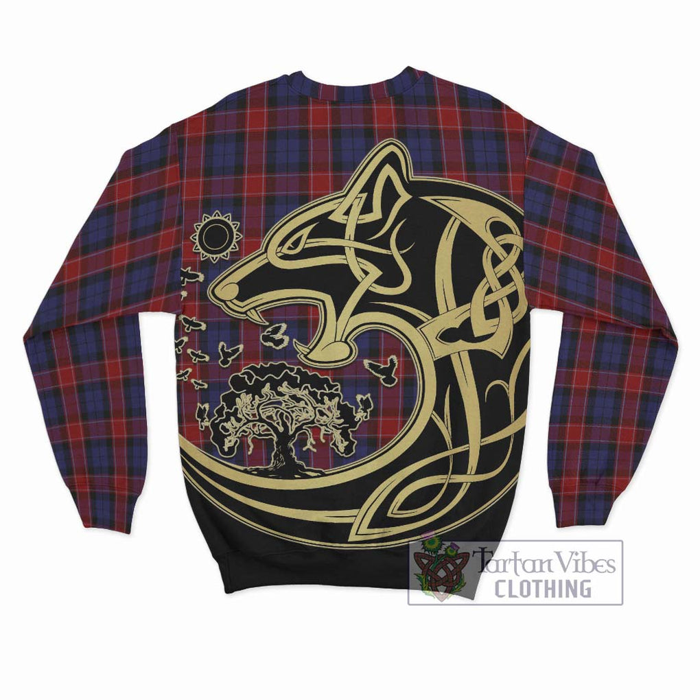 Graham of Menteith Red Tartan Sweatshirt with Family Crest Celtic Wolf Style - Tartan Vibes Clothing