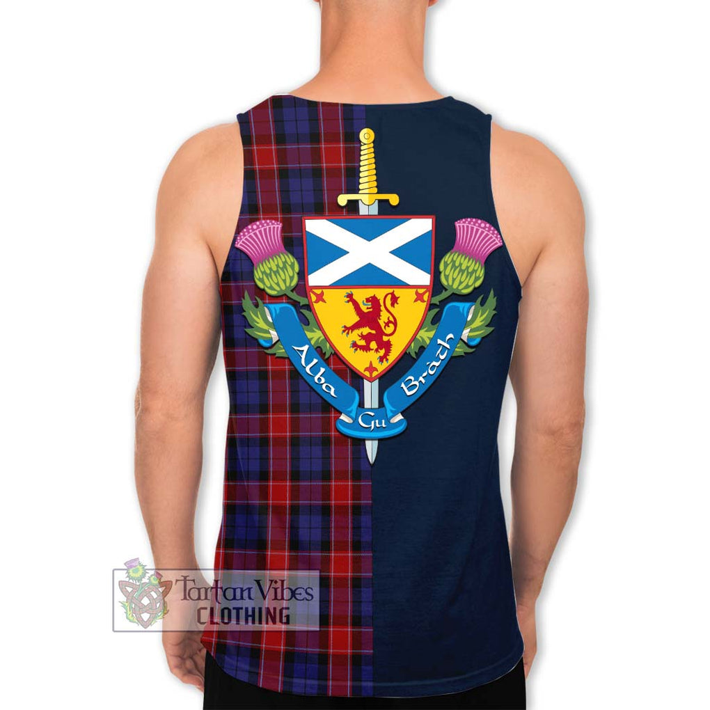 Tartan Vibes Clothing Graham of Menteith Red Tartan Men's Tank Top with Scottish Lion Royal Arm Half Style