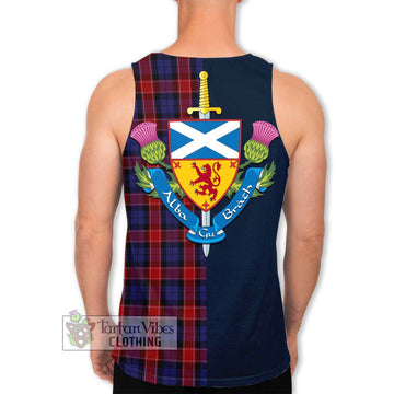 Graham of Menteith Red Tartan Men's Tank Top Alba with Scottish Lion Royal Arm Half Style