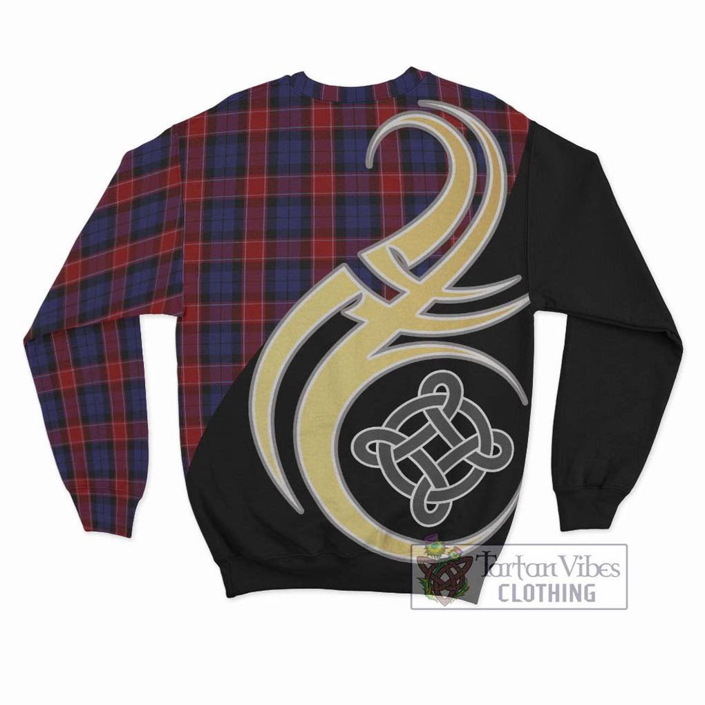 Graham of Menteith Red Tartan Sweatshirt with Family Crest and Celtic Symbol Style - Tartan Vibes Clothing