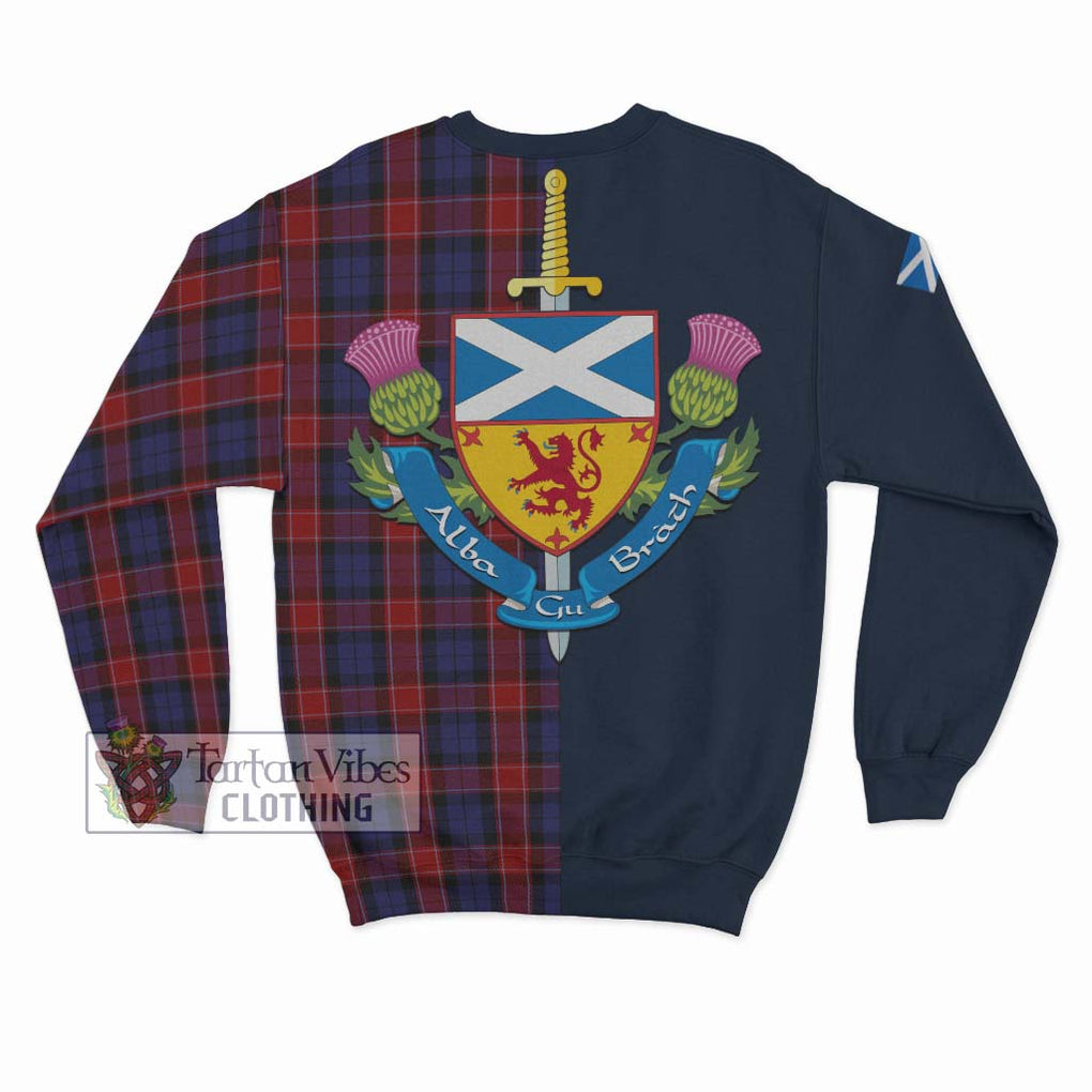 Tartan Vibes Clothing Graham of Menteith Red Tartan Sweatshirt with Scottish Lion Royal Arm Half Style