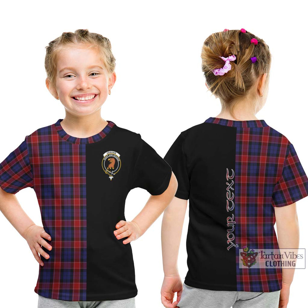 Graham of Menteith Red Tartan Kid T-Shirt with Family Crest and Half Of Me Style - Tartanvibesclothing Shop