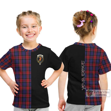 Graham of Menteith Red Tartan Kid T-Shirt with Family Crest and Half Of Me Style