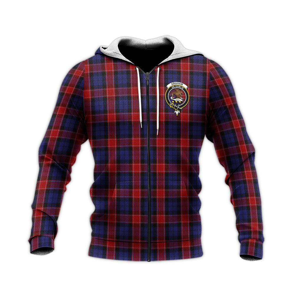 graham-of-menteith-red-tartan-knitted-hoodie-with-family-crest