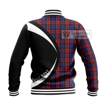 Graham of Menteith Red Tartan Baseball Jacket with Family Crest Circle Style