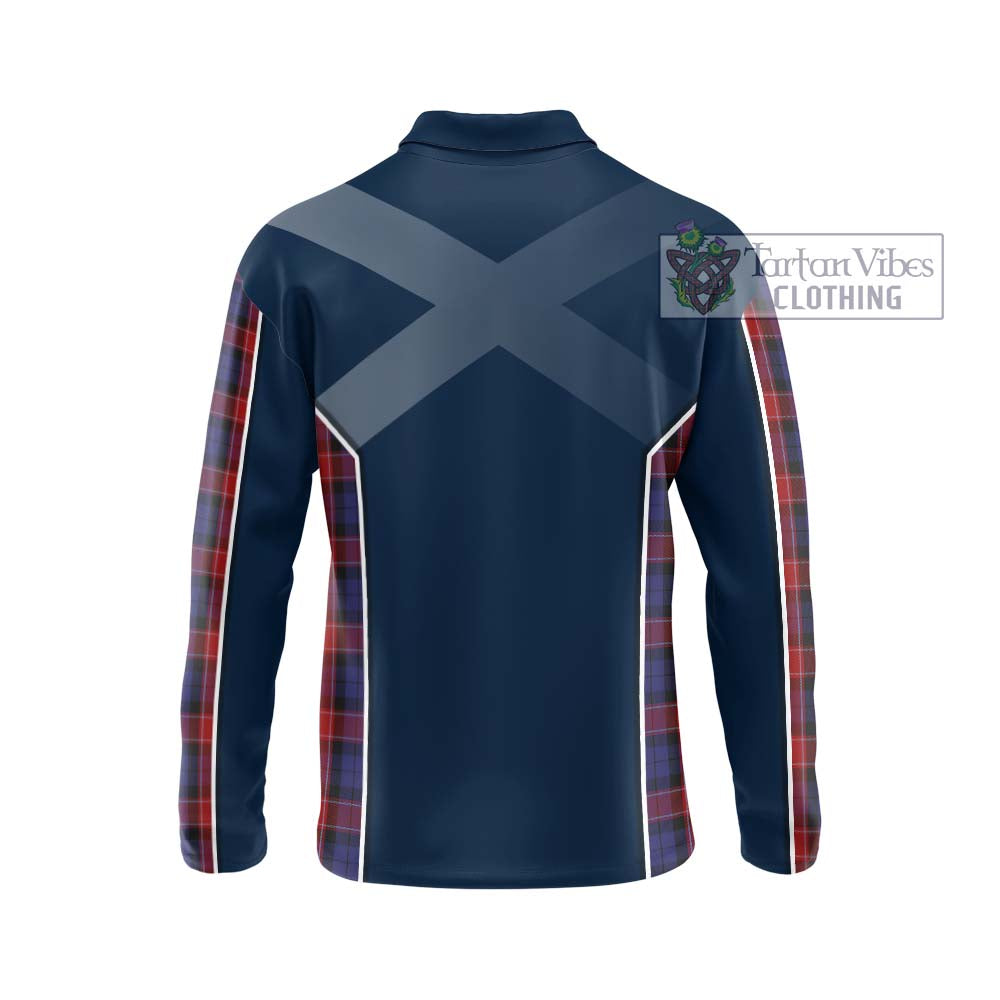 Graham of Menteith Red Tartan Long Sleeve Polo Shirt with Family Crest and Lion Rampant Vibes Sport Style - Tartan Vibes Clothing