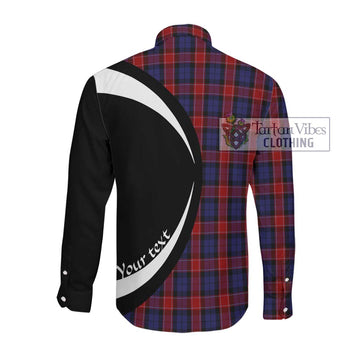 Graham of Menteith Red Tartan Long Sleeve Button Up with Family Crest Circle Style