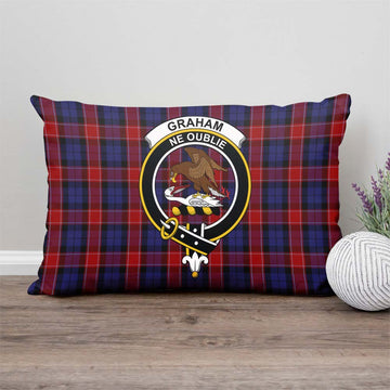 Graham of Menteith Red Tartan Pillow Cover with Family Crest