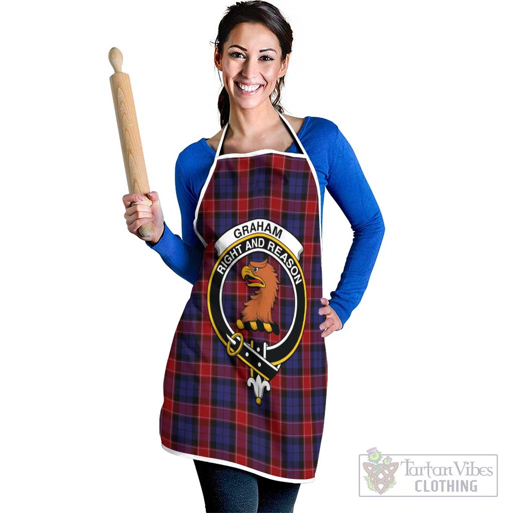 Graham of Menteith Red Tartan Apron with Family Crest White - Tartan Vibes Clothing