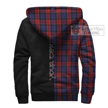 Graham of Menteith Red Tartan Sherpa Hoodie with Family Crest and Half Of Me Style