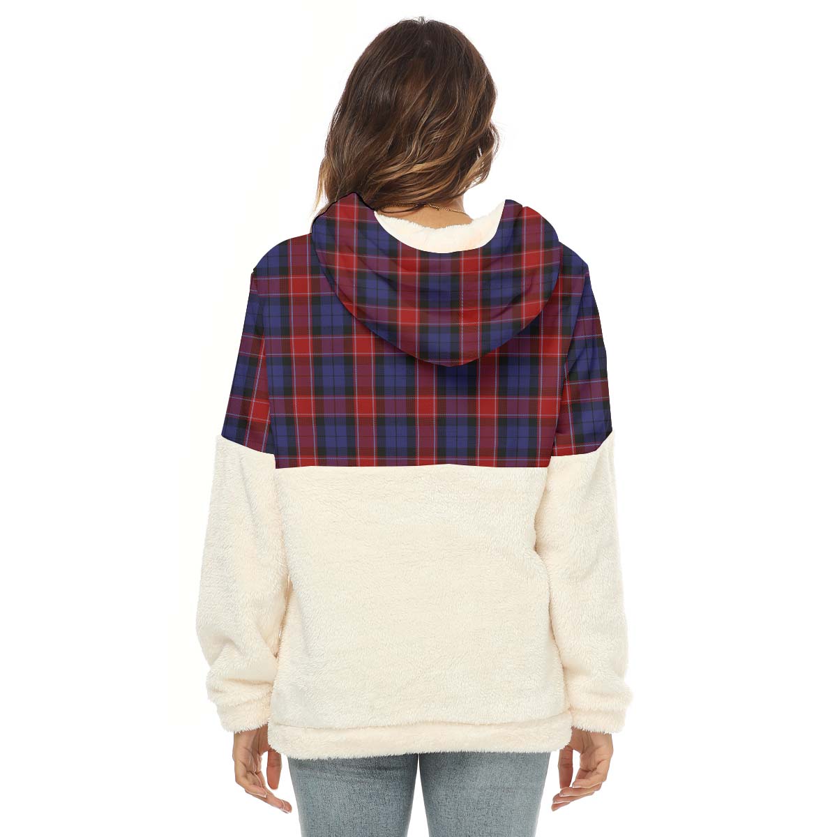 Graham of Menteith Red Tartan Women's Borg Fleece Hoodie With Half Zip - Tartan Vibes Clothing