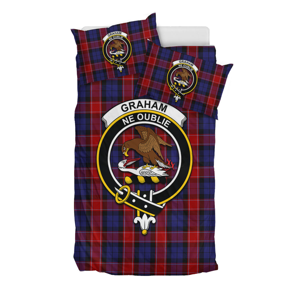 Graham of Menteith Red Tartan Bedding Set with Family Crest - Tartan Vibes Clothing