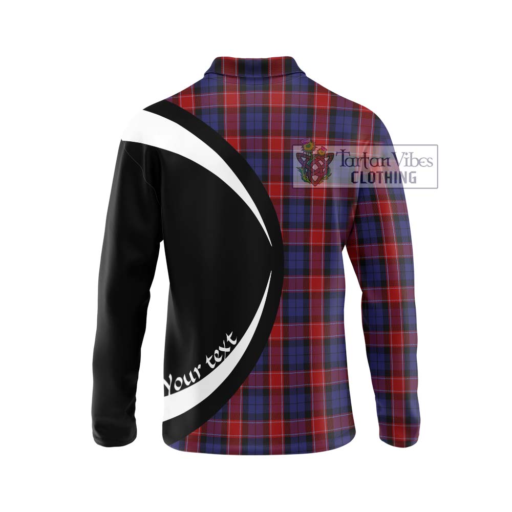 Graham of Menteith Red Tartan Long Sleeve Polo Shirt with Family Crest Circle Style - Tartan Vibes Clothing