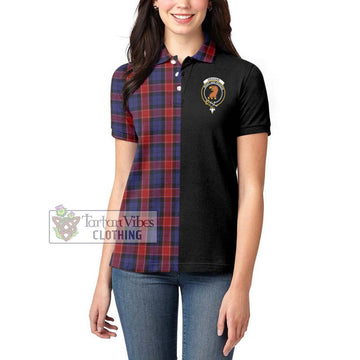 Graham of Menteith Red Tartan Women's Polo Shirt with Family Crest and Half Of Me Style