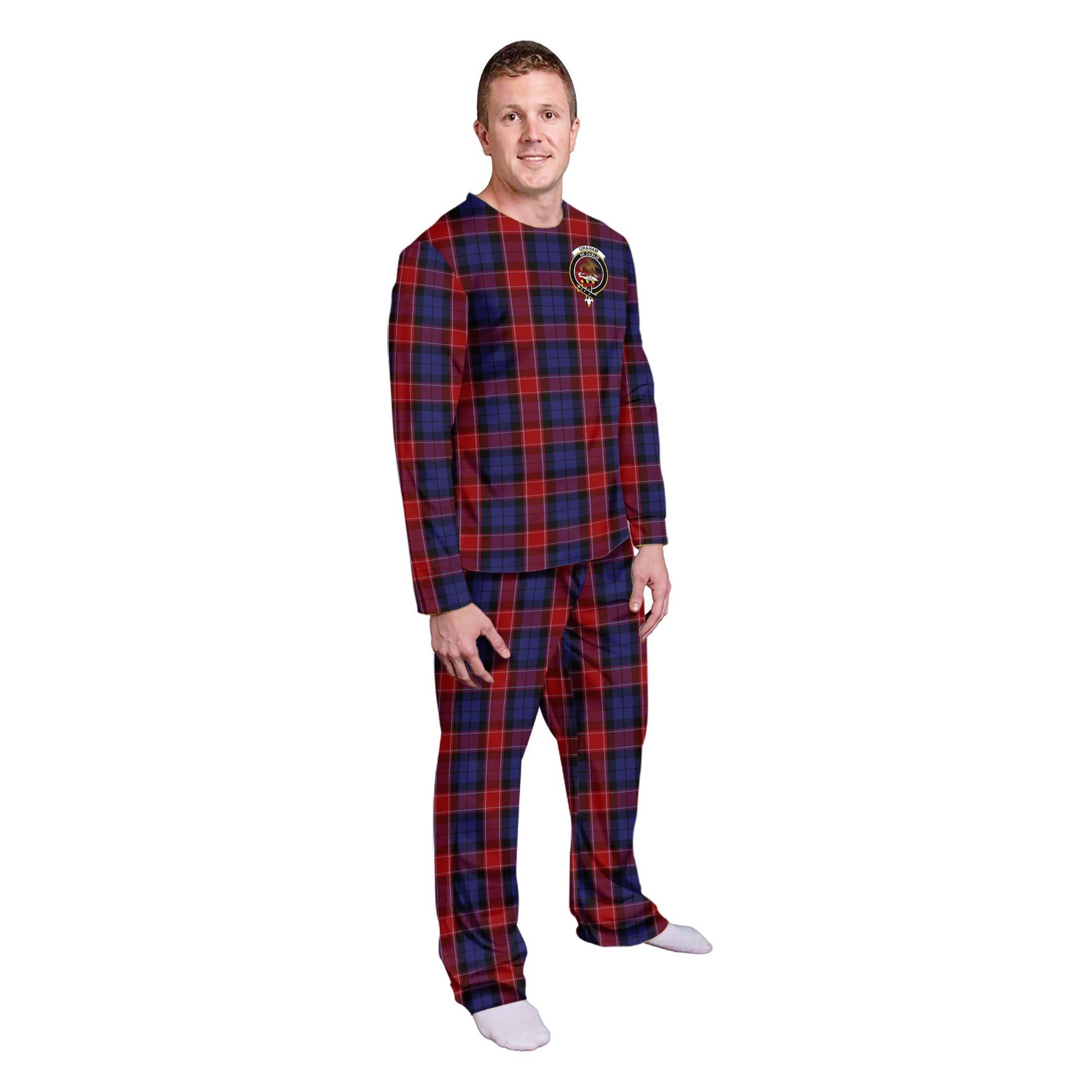 Graham of Menteith Red Tartan Pajamas Family Set with Family Crest - Tartan Vibes Clothing