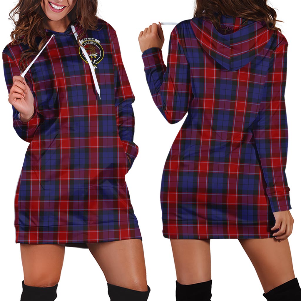 Graham of Menteith Red Tartan Hoodie Dress with Family Crest - Tartan Vibes Clothing