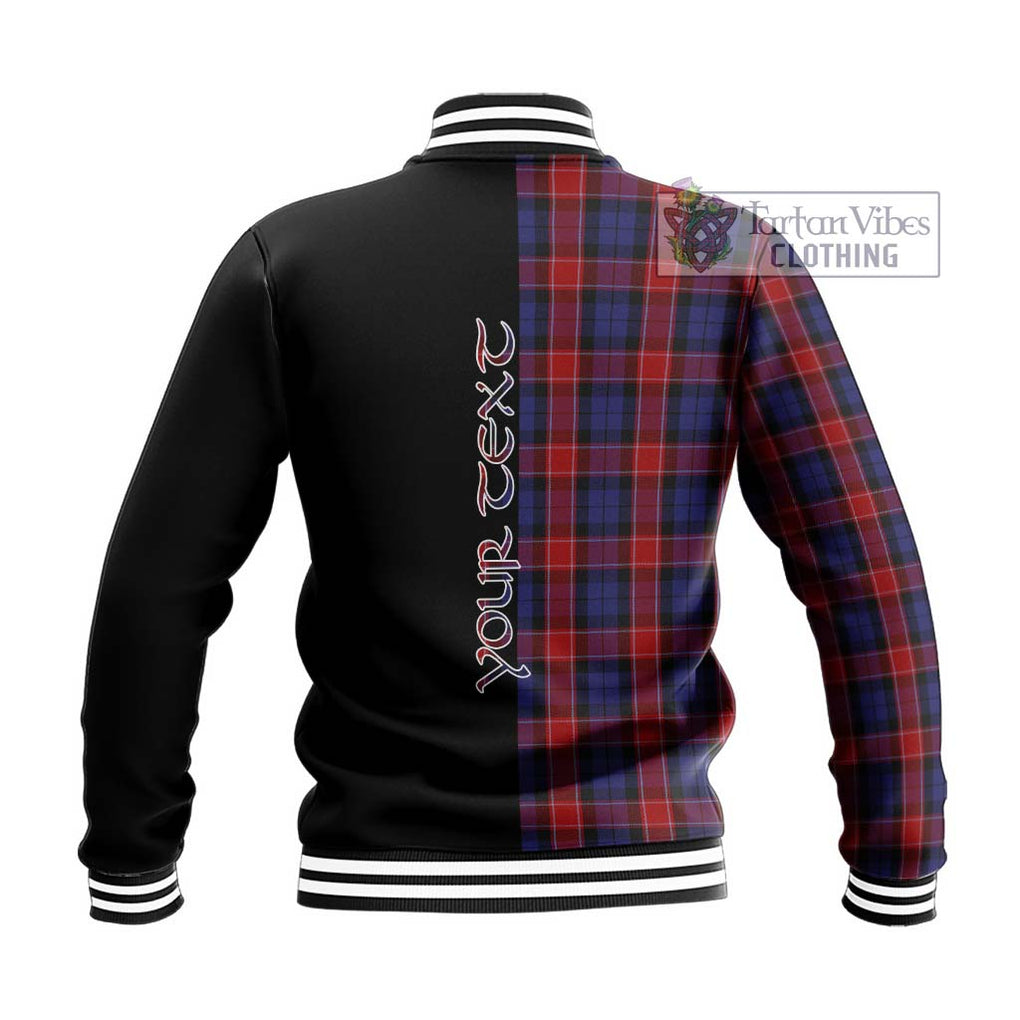 Graham of Menteith Red Tartan Baseball Jacket with Family Crest and Half Of Me Style - Tartanvibesclothing Shop