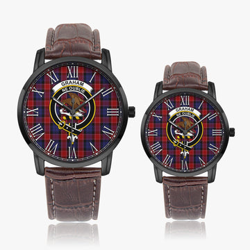 Graham of Menteith Red Tartan Family Crest Leather Strap Quartz Watch