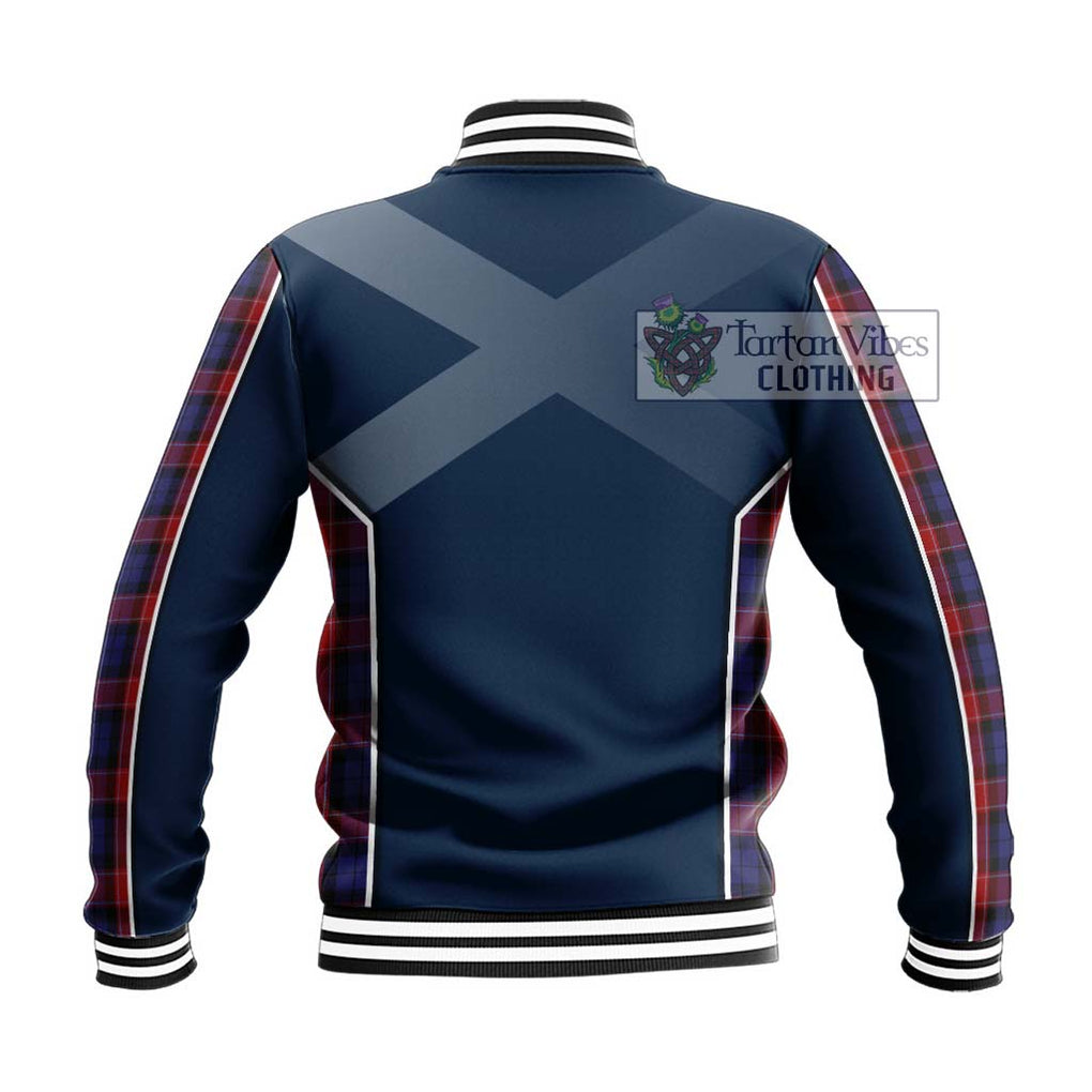 Graham of Menteith Red Tartan Baseball Jacket with Family Crest and Lion Rampant Vibes Sport Style - Tartan Vibes Clothing