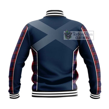 Graham of Menteith Red Tartan Baseball Jacket with Family Crest and Lion Rampant Vibes Sport Style