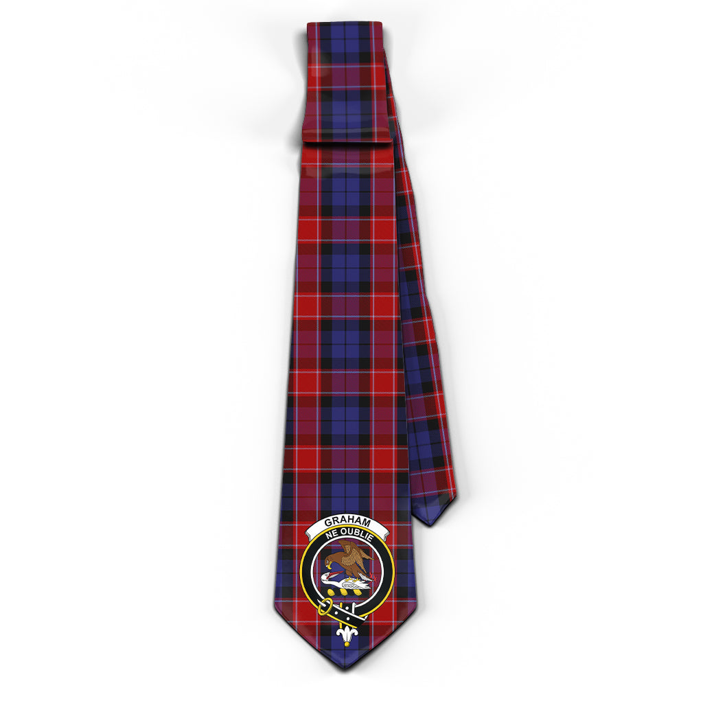 Graham of Menteith Red Tartan Classic Necktie with Family Crest - Tartan Vibes Clothing